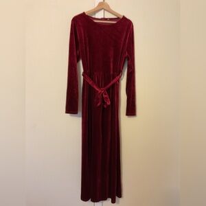 Reinfair Stretchy Burgundy Textured Velvet Festive Maxi Dress Women’s Size XL